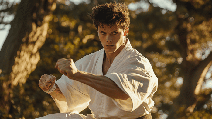 young samurai warrior prepping for to beat adversity