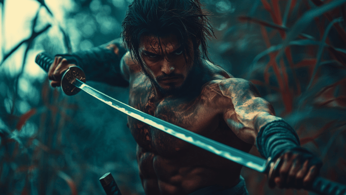 Samurai preparing for adversity