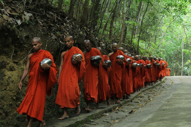 monks walking