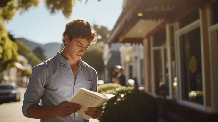 young man reading a self development book