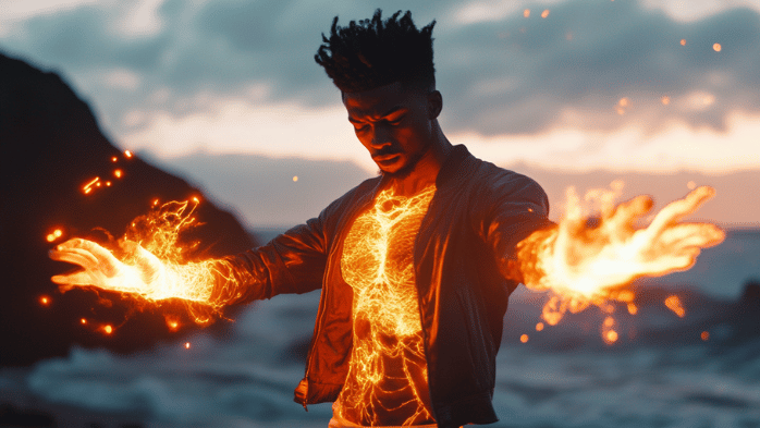 young man powering up in Carmel, CA
