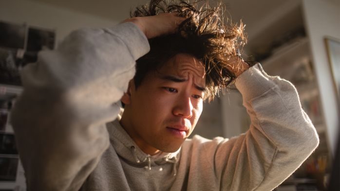 Asian Man pulling hair out | being consistent every day for 10 years