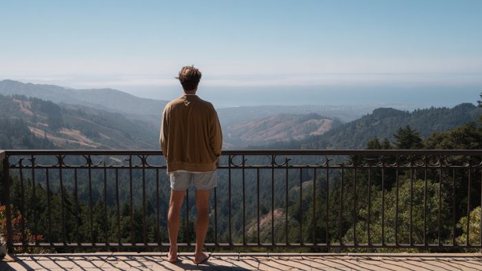 man standing over a balcony | life architecture